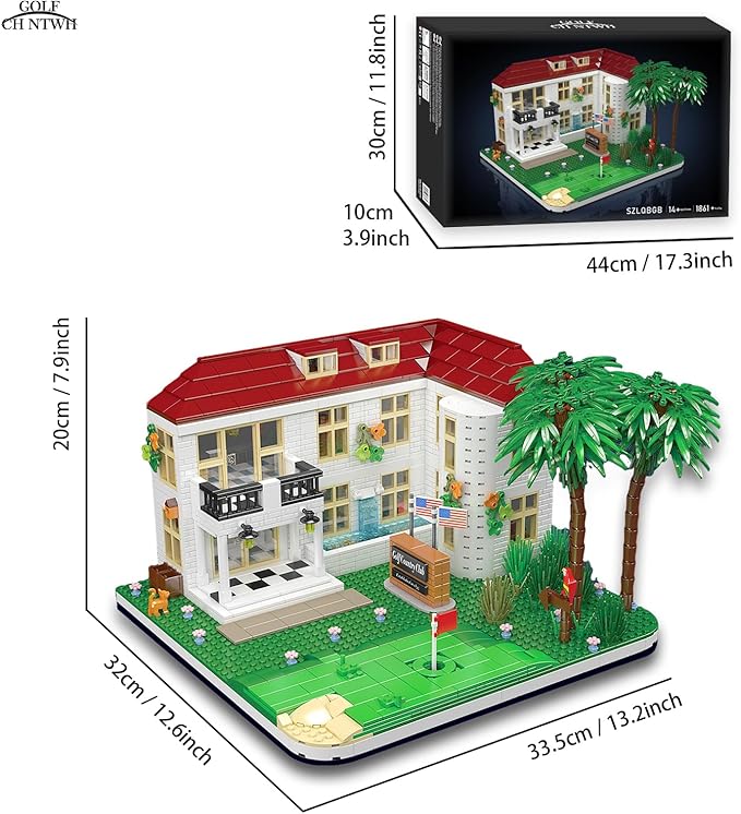 Golf Country Club Toy Building Set for Adults Compatible with Lego Golf - Architecture Building House Collection Kit 1860 Pcs for Adults & Teen & Golf Lovers