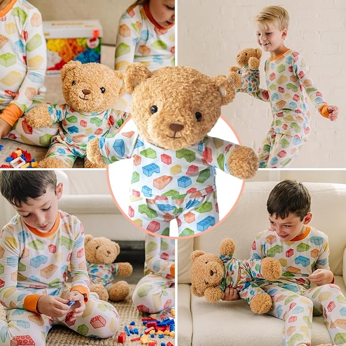 Zip N' Bear Soft Plush Teddy Bear Stuffed Animal with Building Dreams Pajamas - Zippy The Bear Cute Cuddly Plush Toy, Perfect Sensory Teddy for Kids, Toddlers - Adorable Gift & Bedtime Companion