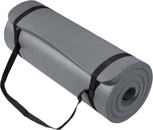 Fitvids 1 Inch Thick Yoga Mat 71x24 Inch - Non Slip Workout Mat with Carry Strap, Multiple Colors - Versatile Exercise Mat for Home, Gym, Pilates, Meditation - For All Skill Levels