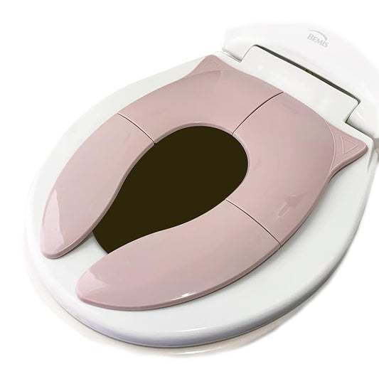 THREE LITTLE TOTS - Modern and Safe Portable Potty Seat, Blush Pink Folding Travel Potty Training Seat for Girls and Boys, Fits Round and Oval Toilets, On The go or at Home, Includes Travel Bag