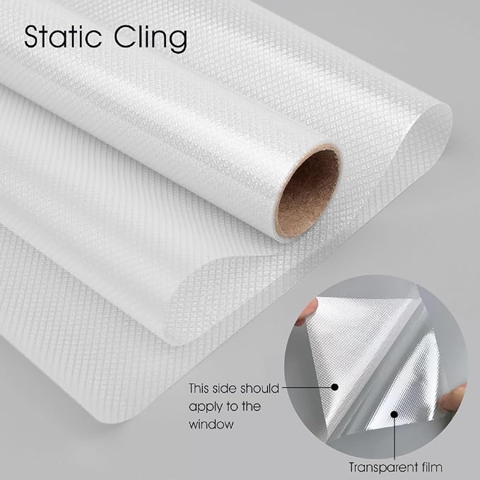 KESPEN Frosted Window Privacy Film Heat Control UV Sun Blocking Glass Stickers Static Cling Non Adhesive Door Coverings Decals for Bathroom Home Office, Sparkling, 35.4 Inch X 13.1 Feet