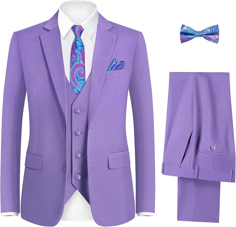 Happy Dolphin Boys Suit Set Modern Fit Kids Suits Adjustable Waist Boys Wedding Outfit for Boy Communion Suits for Boys