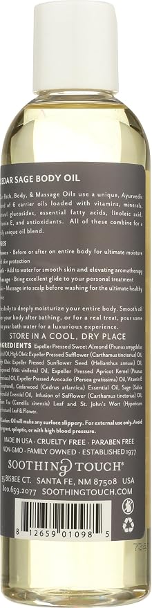 SOOTHING TOUCH Cedar Sage Bath & Body Oil, 8 FZ