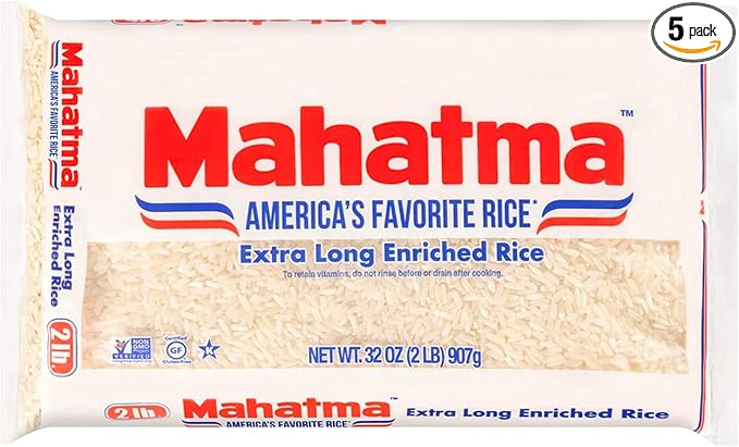 Mahatma Extra-Long-Grain Rice 2-Pound Rice Bag,Gluten-Free and Non-GMO White-Rice Bulk Bag,(Pack of 5)