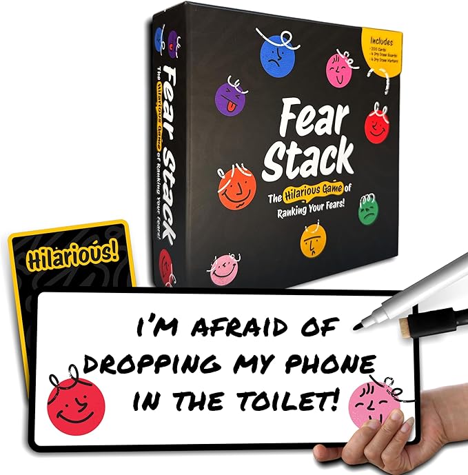 Fear Stack – What Freaks Out Your Family? A Fun Family Party Card Game | Great for Conversation Starters & Family Game Night | Includes 184 Cards, 4 Whiteboards, and 4 Markers