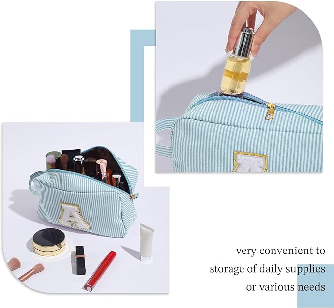 YOOLIFE Makeup Bag - Initial Makeup Bag Cosmetic Bag, Make Up Bag, Monogram Makeup Bags, Travel Toiletry Bag, Cute Makeup Pouch Makeup Case, Personalized Monogram Initial Makeup Bags for Women K