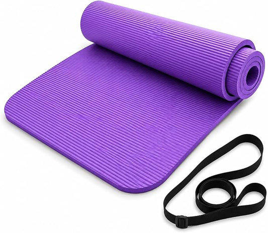 Non Slip Yoga Mat, Extra Thick TPE Exercise Mats for Home Workout with Carrying Strap, Durable Anti-Tear Fitness Mat for Pilates Stretching Gym