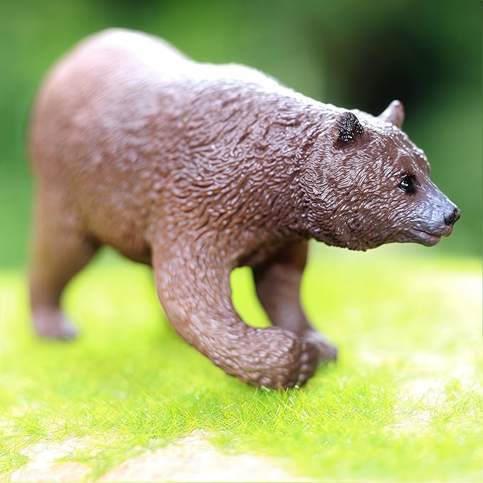 Gemini&Genius Brown Bear Salmon Animals Action Figure Toys for Kids Wildlife Learning Toys for Boys Girls Toddlers (Catching Salmon)
