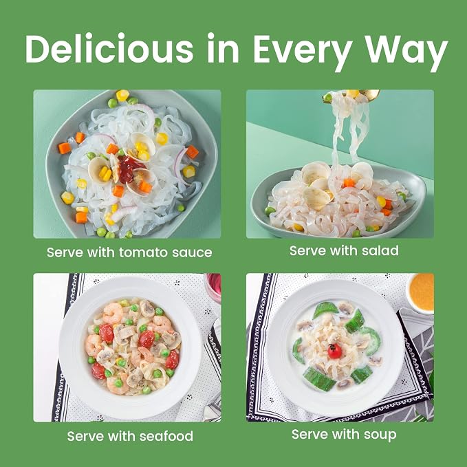 Hethstia Konjac Shirataki Fettuccine, Low Carb Pasta Alternative, 6 Pack | Keto Friendly, Vegan, Gluten Free, Sugar Free, Non Gmo, Low Calorie, Easy Preparation, Everyday Meal Solution