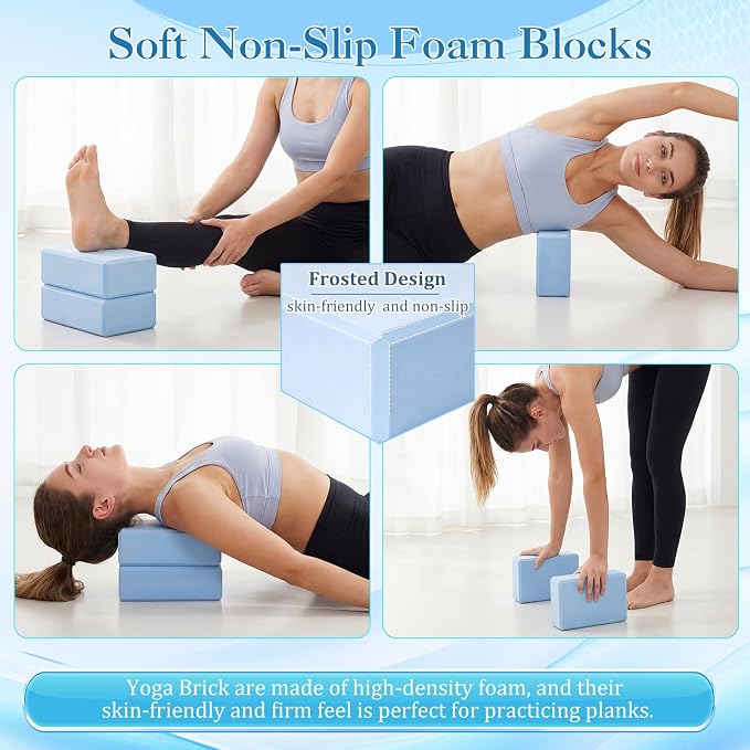 Pilates Set with 2 Yoga Exercise Balls (25.6”&9.8”), Yoga Block, Stretch Strap & Foot Pump, Stability Fitness Ball Kit for Home Gym Equipment Workout Pregnancy Physical Therapy