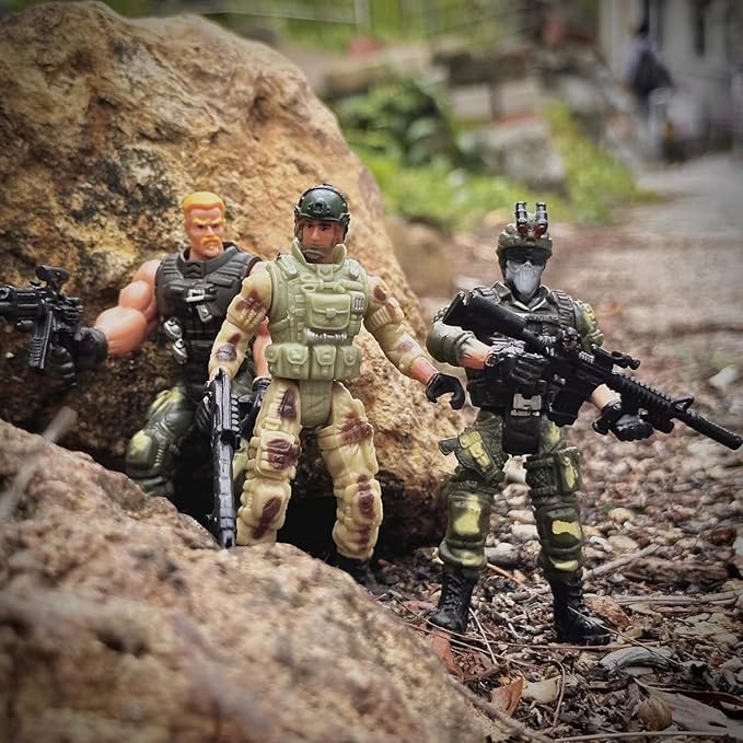 Army Men Action Figures,Soldiers Toys for Boys Age 4-7,Military Playset Action Figures Soldier Toy Set with Weapons Birthdaty Halloween Xmas Gift for Boys