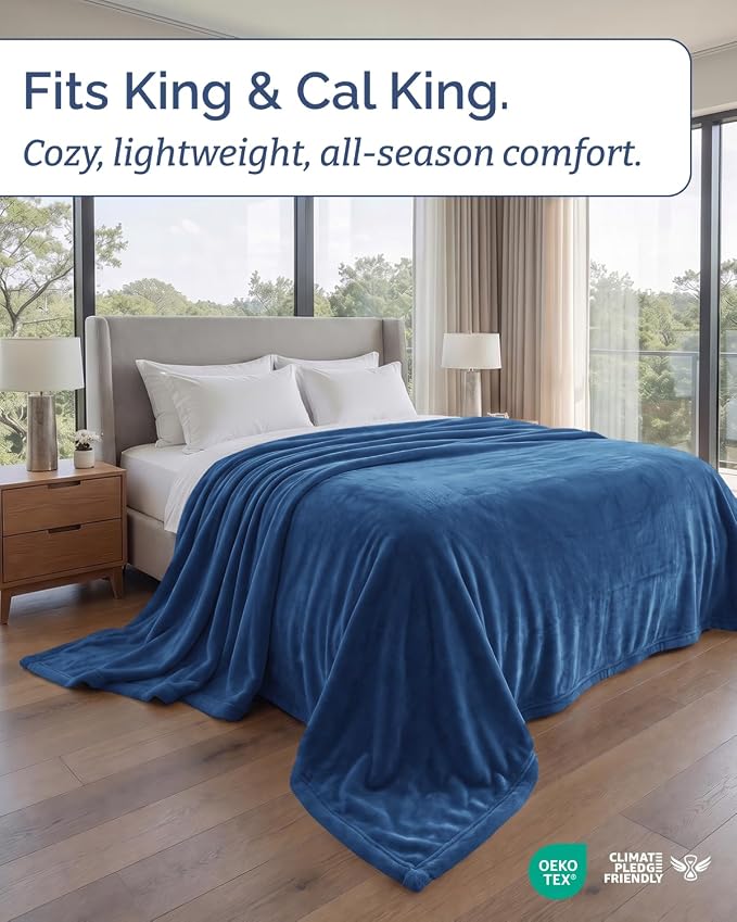 Ultra Soft Fleece Blanket Giant Blanket Size - Flannel Fleece Luxury Blanket - Lightweight for Couch Bed Chair - Thick, Warm and Breathable - All Season Cozy, Royal Blue