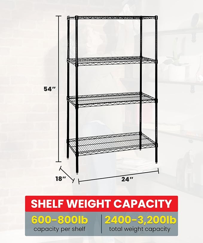 WIRE 4 SHELF STARTER KIT BLACK 54in