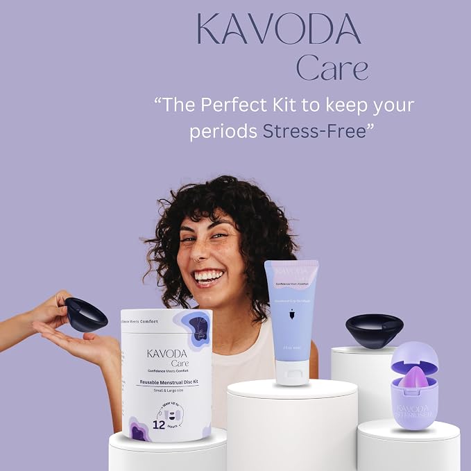 Menstrual Discs - Soft, Flexible, Reusable Medical-Grade Silicone - Wear 12 Hours - Removal Notch - Two Sizes - Menstrual Cup or Tampon Alternative