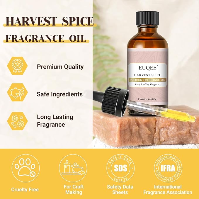 EUQEE Harvest Spice Fragrance Oil 2.02 Fl oz/ 60ml | Essential Oil for Soap Candle Making, Diffusers, DIY Bath Bombs