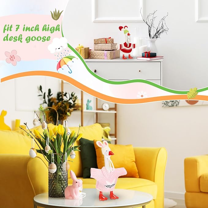 4 Set 7 Inch Mini Desk Goose Knitted Outfits Magnetic Goose Key Holder Multiple Colors Clothes for Magnetic Duck Statue Desk Key Holder Decor