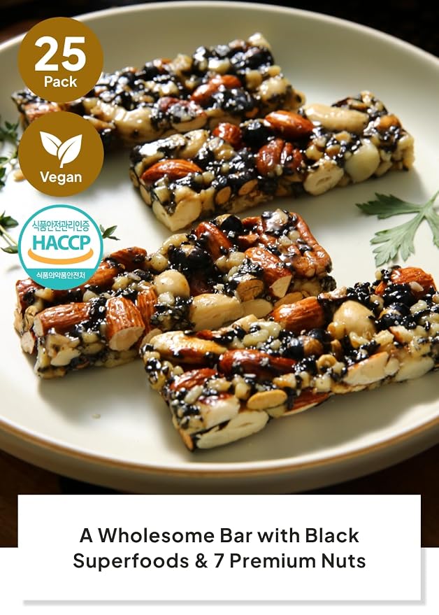 Korean Food KANG BONG SEOK Jocheong Gangjeong Nut Bars, Vegan, 25 Count | Vegan nut bars made with traditional jocheong syrup, individually wrapped for breakfast or snacking