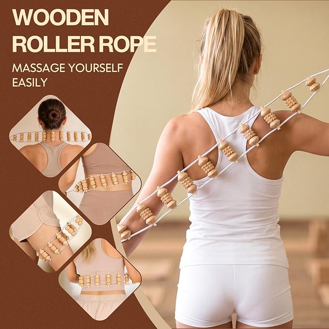 16Pcs Wood Therapy Massage Tools Set for Body Sculpting | Wooden Rollers, Gua Sha & Facial Rollers for Lymphatic Drainage, Home Spa Routines, Face, Neck, Waist, Abdomen, Hips and Legs