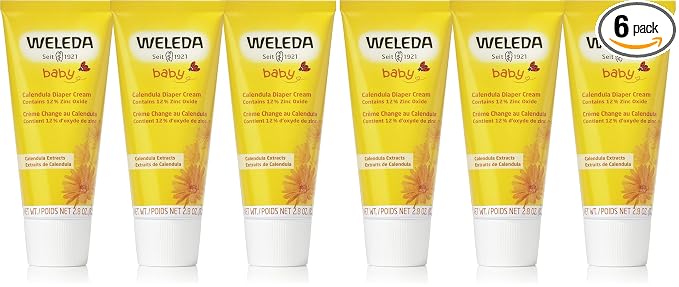 Weleda Baby Calendula Diaper Cream,2.8 Fluid Ounce,Plant Rich Protection with Calendula,Chamomile,Sweet Almond Oil,Lanolin and Zinc Oxide,(Pack of 6)