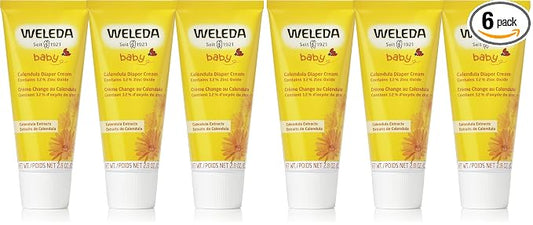 Weleda Baby Calendula Diaper Cream,2.8 Fluid Ounce,Plant Rich Protection with Calendula,Chamomile,Sweet Almond Oil,Lanolin and Zinc Oxide,(Pack of 6)
