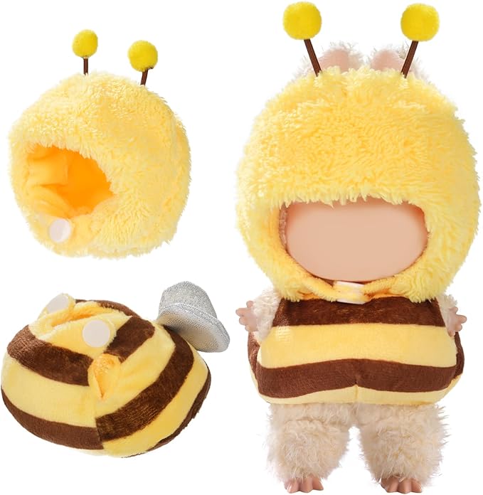 Cute Clothes for Doll Design Outfit Pop Blind Mystery Box Accessories Mart Mini La Boo-Boo Blah Bu Bu BuLafufu Ropa Plush Toy Stuff Dress Overalls Hoodie Pajamas (Yellow bee)
