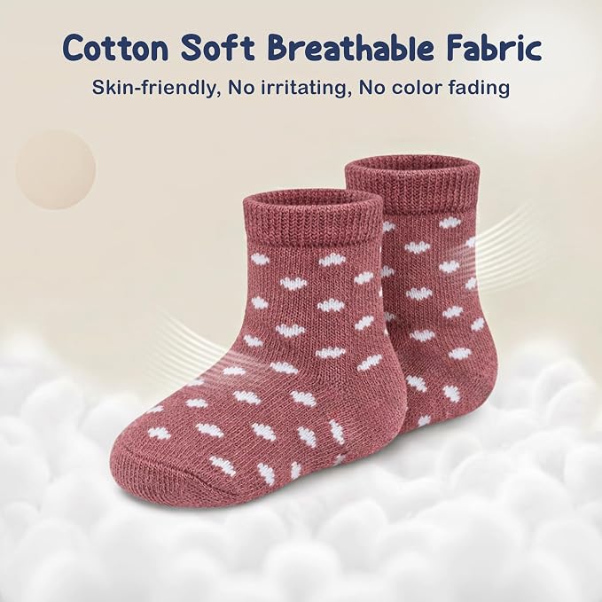 Mother's Choice Organic Cotton Baby Socks 6–12 Months, 6 Pairs Toddler Socks Boys Cotton Socks Soft Hypoallergenic Breathable Gentle On Baby Skin Comfortable Daily Wear Essentials For Newborns