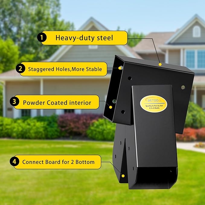 BETOOLL Swing Sets Brackets - 2 A-Frame Swing Set Brackets and 4 Swing Hangers with All Mounting Heavy Duty Hardware Included - Swing Set Kit for Porch, Yard, Playground - Black