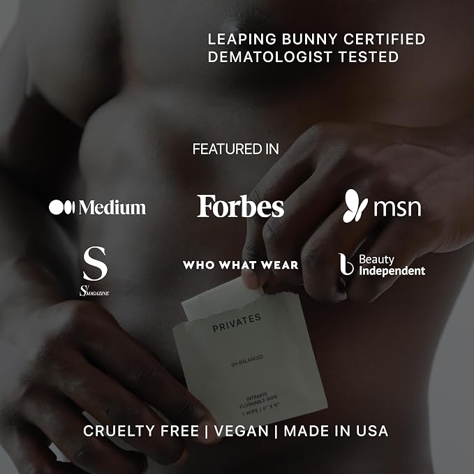 PRIVATES pH-Balanced INTIMATE WIPES for Women & Men | Odor Control, Irritation & Dryness Relief | Hydrating & Soothing with Aloe | Microbiome-Friendly | Natural Ingredients | Fragrance-Free | 25 Count