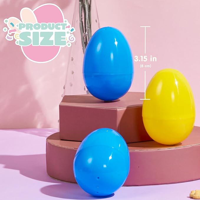 JOYIN 3.15" Easter Eggs, Fillable Plastic Eggs Empty Colorful Bright Eggshells with Hinge for Easter Hunt, Filling Treats, Party Favor, Basket Stuffers, Classroom Prize Supplies, 200PCS