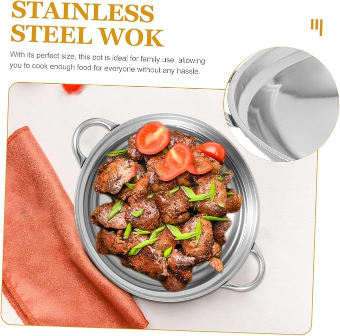 Cabilock Dry Pan with Lid Nonstick Pan Nonstick Wok Paella Cooking Stir Fry Skillet Wok Skillet Reheating Pot Stewpot Pow Stainless Steel s Korean Pot Mini China