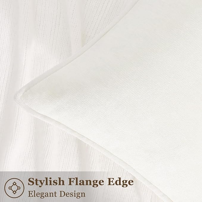 decorUhome Chenille Cream White Velvet Throw Pillow Covers 20x20 Set of 2 | Fall Soft Couch Decorative Modern Farmhouse Pillow Cases with Elegant Design for Sofa Bed Living Room Home Decor