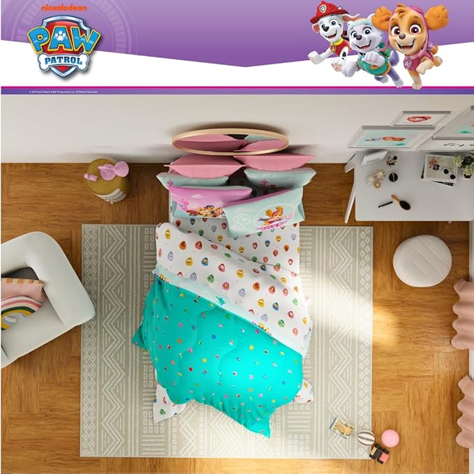 Paw Patrol Girl Skye Kids Bedding Super Soft & Cozy Reverisble Microfiber Comforter and Sheet Set with Sham, 5 Piece Twin Size, (Officially Licensed Product) By Franco