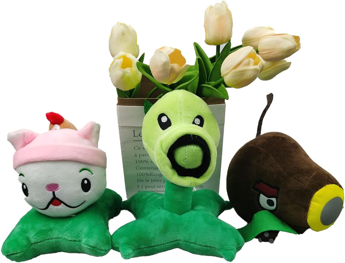 JHESAO 3 PCS Lettuce Plants and Zombies Plush Banner Zombies Toys PVZ Plush 1 2 Stuffed Soft Doll Coconut Cannon Plant Toy New