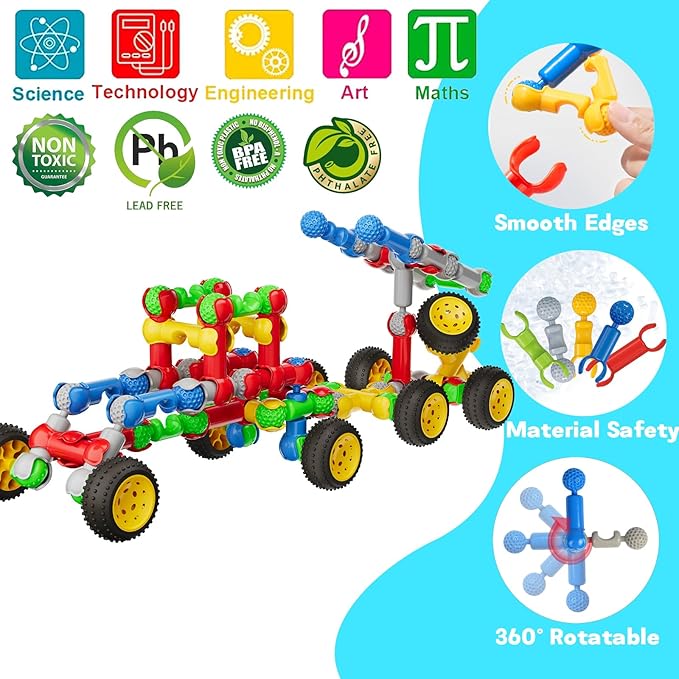 STEM Building Toys for 3 4 5 6 7 8+ Year Old Boys Girls Birthday Gifts 130 PCS Preschool Educational Toys Building Blocks for Kids Age 3-5 4-6 6-8 Stem Kits Activities Creative Games