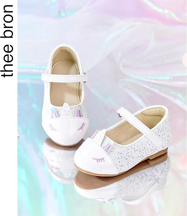 THEE BRON Mary Jane Ballet Flats - Girls' Dress Shoes with Hook & Loop Closure