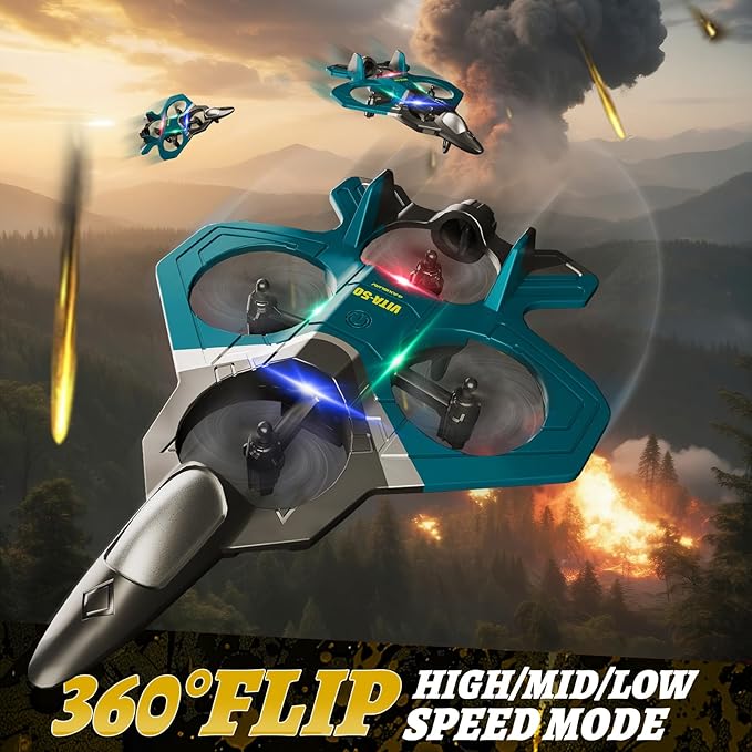 Foam RC Plane for Kids 4-8 8-12 12-16, Remote Control Airplane Toys for Boys Kids Adults Beginners, RC Planes Fighter Jet Helicopter Drones for Kids Adults, 360° Flip Easy to Fly