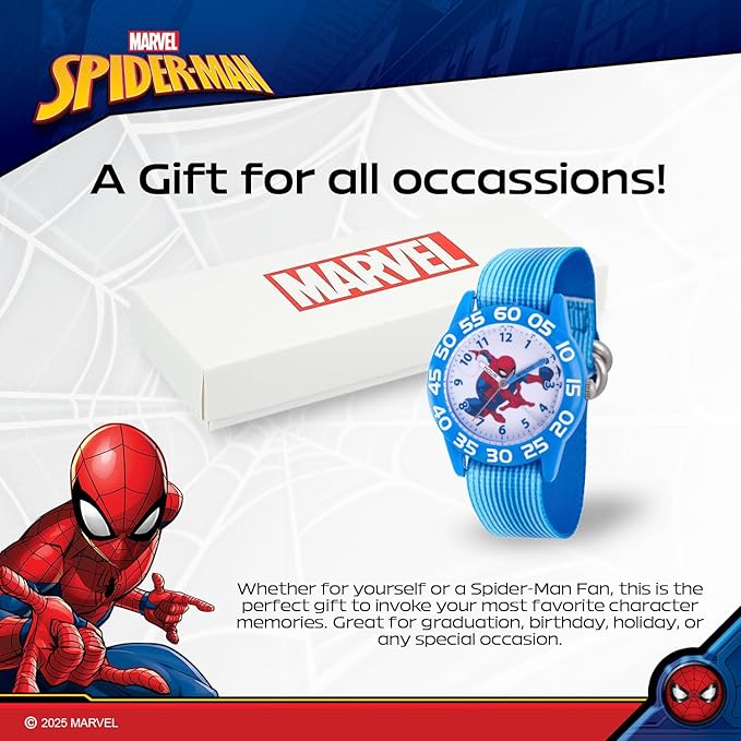 Marvel Spiderman Watch for Kids - Spiderman Watch Boys - Spider-Man Watches for Boys 4-6 - Toys - Kids - Marvel Toddler - Silver Case - 3D Silicone Plastic Strap