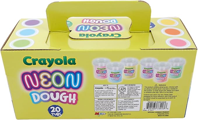 Crayola 20pk Neon Dough 20pk x 3oz – Easter Gifts, Party Favors, Fidget Toys, Sparkling Colors for Creative Play, Safe Non-Toxic Crafting, Great Classroom Fun or Non-Candy Alternative