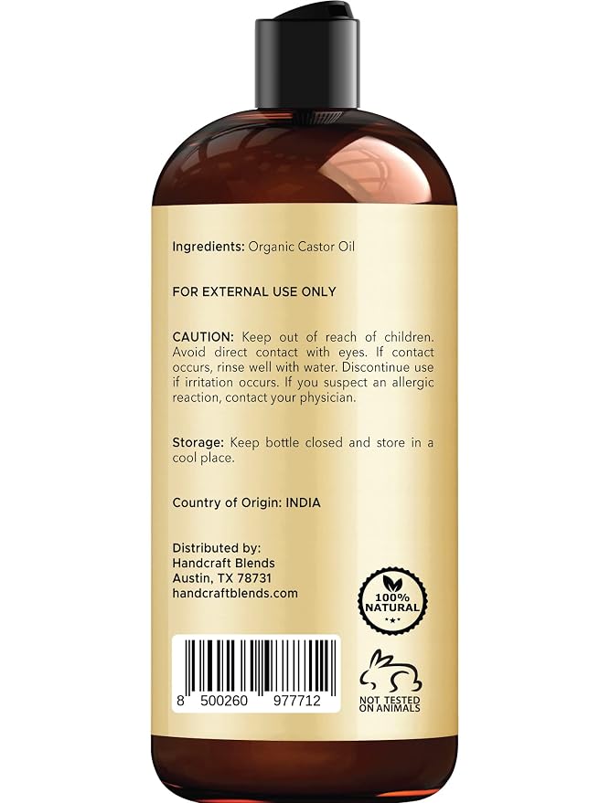 Handcraft Blends Castor Oil for Hair with Peppermint Essential Oil and Lemon Essential Oil Set – 100% Pure and Natural Oils – Carrier Oil for Essential Oils Mixing, Aromatherapy Oils & Massage