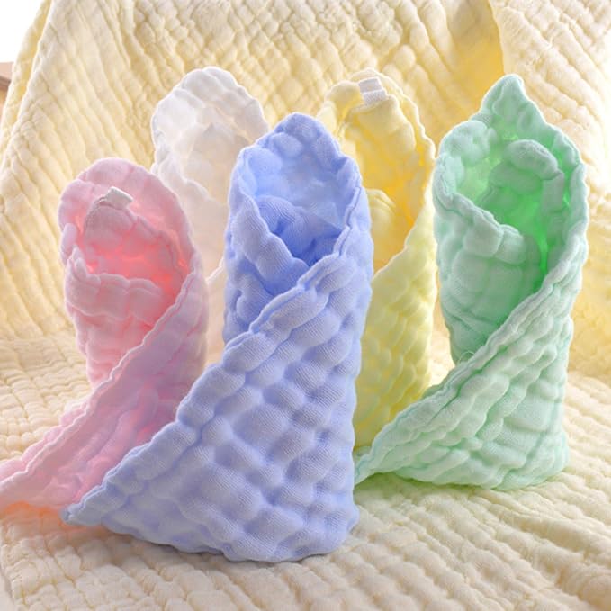 MUKIN Baby Washcloths - Natural Cotton Baby Wipes - Soft Newborn Face Towel and Washcloth for Sensitive Skin, Registry as Shower, 5 Pack 12x12 inches