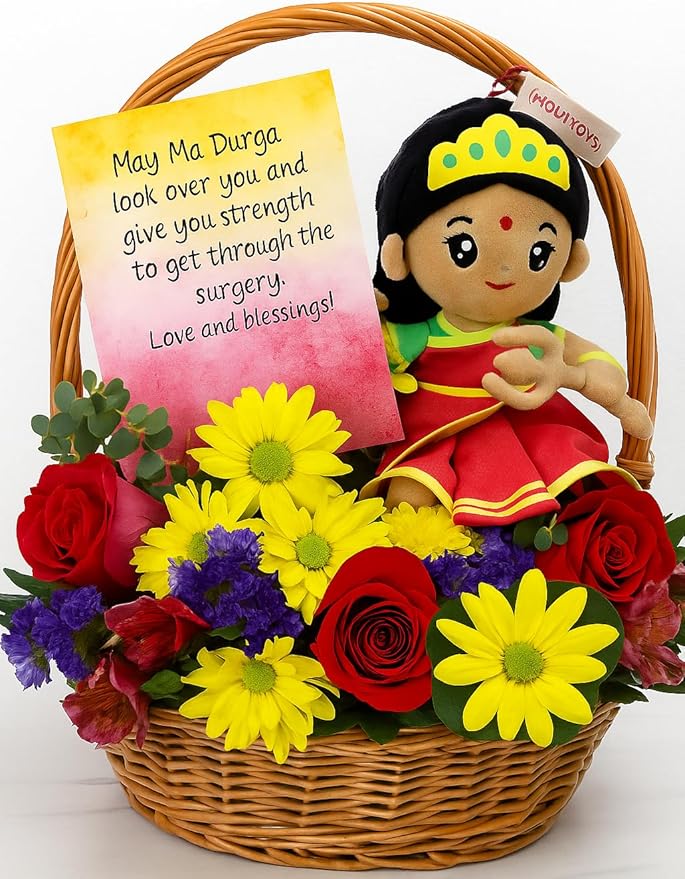 MODI TOYS Durga Devi (Small - 7 inch) Mantra Singing Plush Toy | Ideal for Newborns, Infants, Toddlers, Grandparents | Best for Diwali, Baby Shower, Birthday, Housewarming