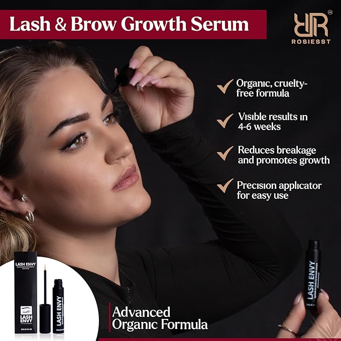 Lash & Brow Growth Serum, Quick Results, All Organic Ingredients, Vegan Friendly, Cruelty Free, Oil Free