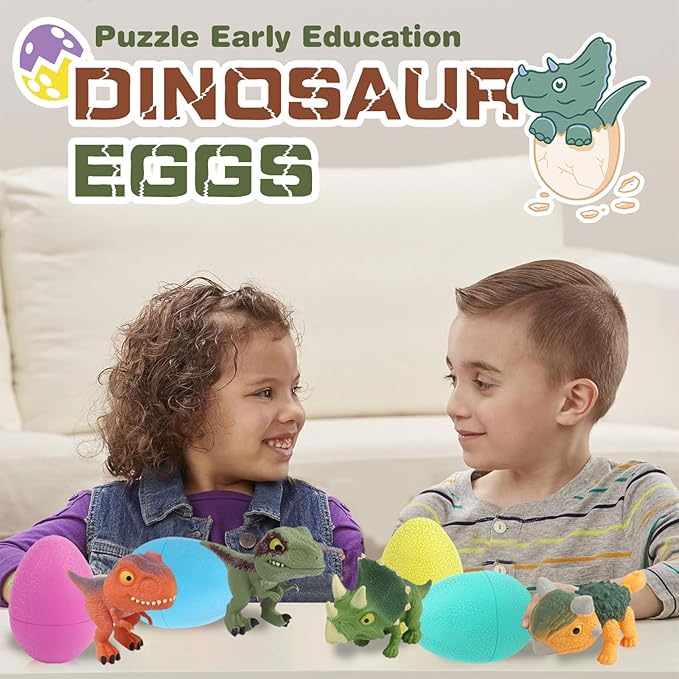 5.12" Dinosaur Egg Toy 4Pack, Exquisitely Carved Dinosaur Figures, Easter Eggs, Suitable for Boys and Girls