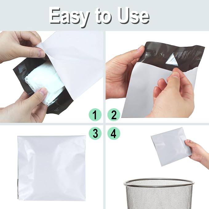 100 PCS Sanitary Napkin Disposal Bags, Feminine Hygiene Disposal Bags for Tampons and Pads, Block Odors, Self-Sealing, 10.6 * 5.9 Inch (Light Gray)