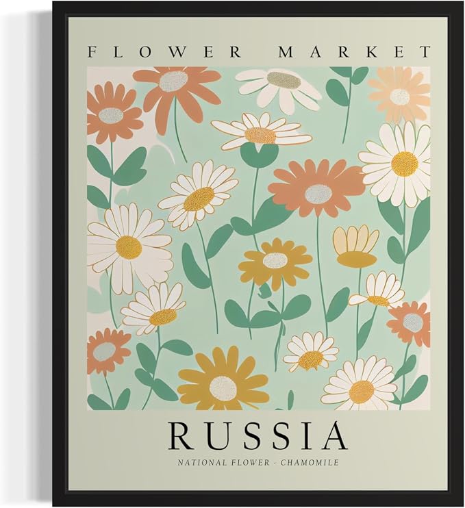 Russia Flower Market Art Print Poster, Wall Art Floral Painting Botanical Decor for Bedroom, Kitchen, Bathroom Livingroom Decoration 82B (Russia, 20"L x 16"W, Unframed)