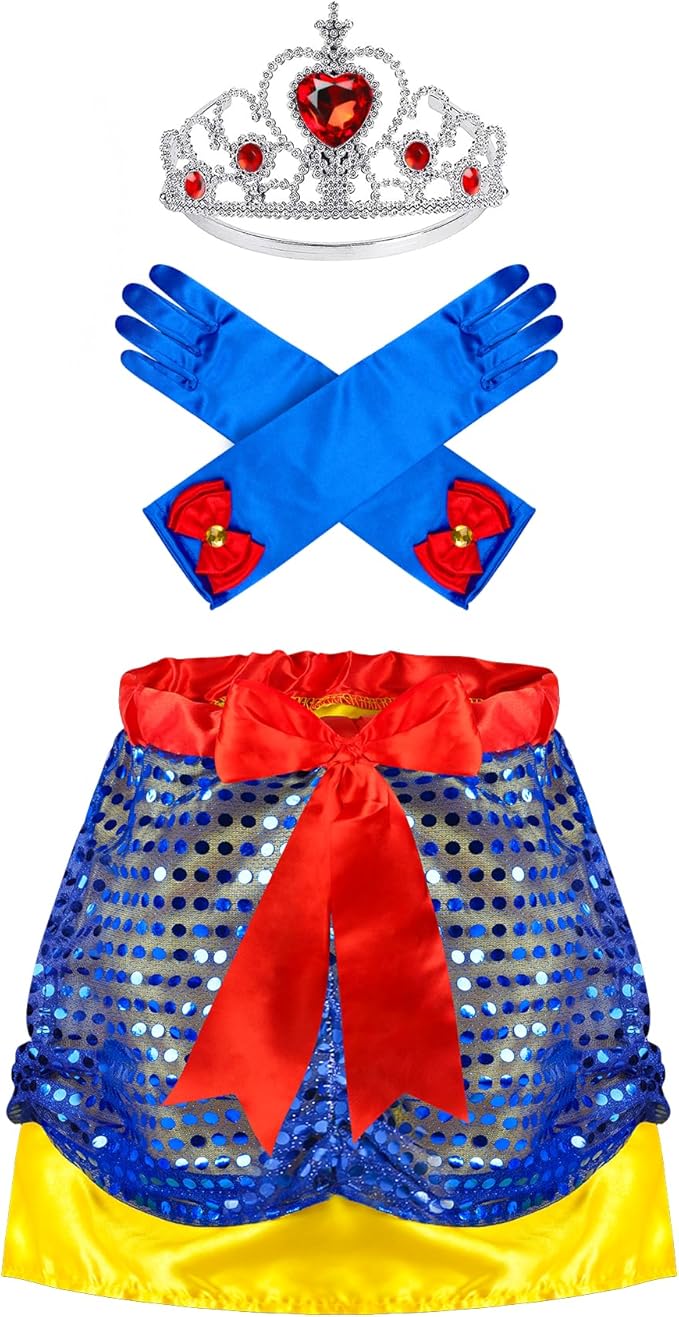 Little Girls Dress Up Clothes for Toddler, Princess Skirt Costume Set with Princess Gloves Crown Wings, Kids' Dress Up Pretend Play Toys Gift for 3 4 5 6 Girls