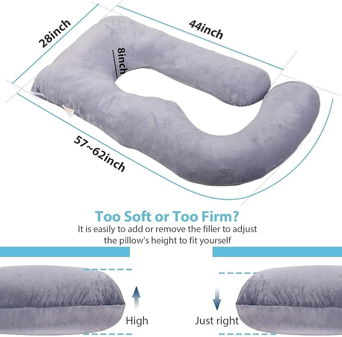 Jcickt Pregnancy Pillow for Sleeping,59 inch Maternity Pillow with Removable Washable Cover,J-Shaped Full Body Pregnant Pillow -Support for Backs,Legs, Belly, HIPS, Improve Sleep-Dark Blue