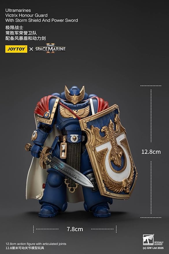 JOYTOY Warhammer 40,000 1/18 Action Figure-Ultramarines Victrix Honour Guard with Storm Shield and Power Sword-Collection Model Birthday Gifts