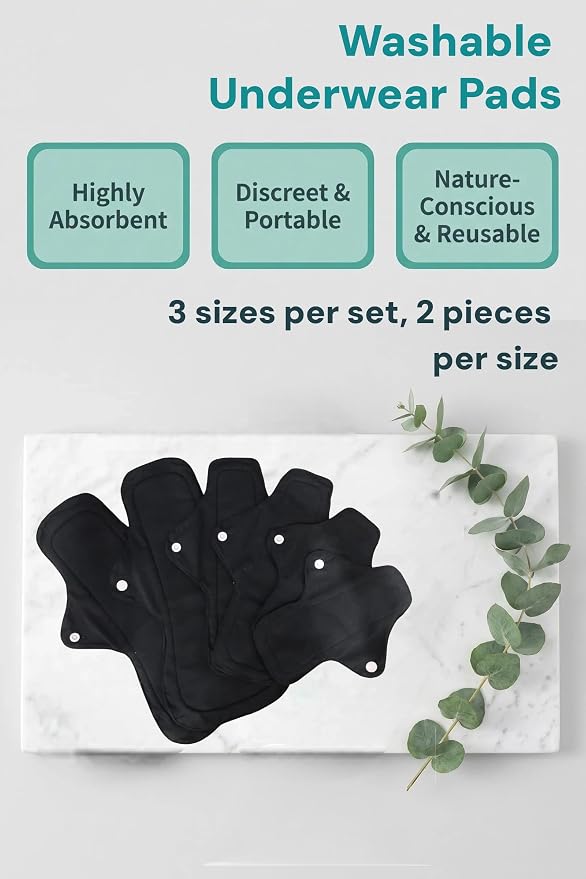 Pure Cotton Pads Sanitary Napkins,Washable Menstrual Pads,Reusable Incontinence Pads,with 1 Storage Bag,Panty Liners Pads Period for Women/Postpartum/Incontinence Patients.Colorful 2*（S+M+L）
