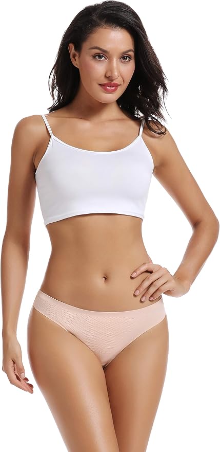 voenxe Seamless Women Underwear Thongs,No Show Ladies Thong,No Line Workout Breathable Comfortable Panties,Soft Undies,5-Pack